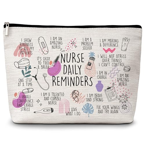 Nurses Makeup Bags, Nurse Daily Reminders Cosmetic Bag, Inspirational Makeup Pouch for Nurse, Nurse Appreciation Gifts for Women, Nurses Week Nursing Student Graduation Gifts -49