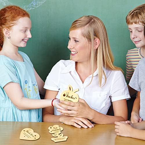 3 Pcs Best Teacher Fridge Magnet Wooden Fridge Magnet Pre School Nursery Leaving Graduation School Leavers Gifts Thank You for Helping Me Grow Learn Wooden Flower Gift for Teacher Assistant