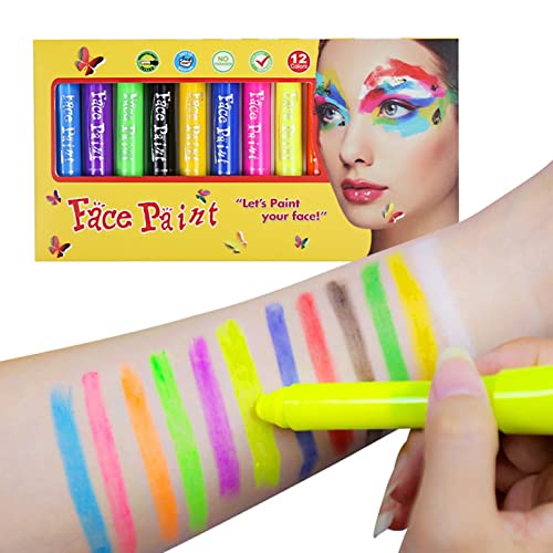 Kit de pintura facial,12 Cores Black Light Face Body Paint - Presentes de aniversário de Natal Hollo