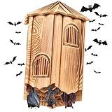 Wooden Castle Bat Houses for Outdoors, Three Chamber Bat Box, 16.1" x 9.2" x 4.4" Large Bat House for Trees Attract Bats, Easy to Hang, No Assembly Required Bat Nest Weatherproof Home