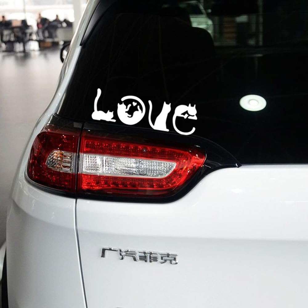 TATACLEA 車ステッカー デカール 猫 LOVEの猫 カーステッカー 防水 車窓の装飾用品 車 個性クリエイティブ カーステッカー オートバイ デカール PVC (2 CATS + LOVE)
