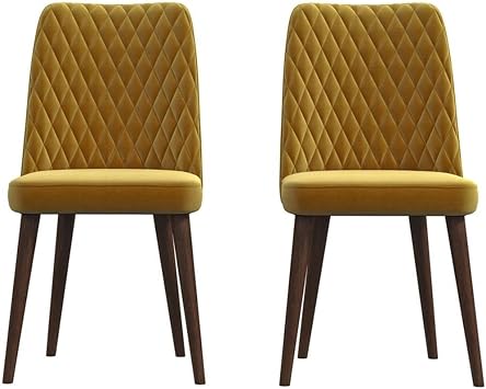 ASHCROFT Ellen Mid-Century Modern Gold Velvet Dining Chair (Set of 2)