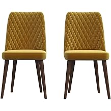 ASHCROFT Ellen Mid-Century Modern Gold Velvet Dining Chair Set of 2