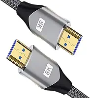 Cabo HDMI 2.1 8K 3m Ultra High Speed 48Gbps, 4K 240Hz HDR eARC Dolby Vision/Atmos, Nylon Trançado Reforçado, Conector Banhado a Ouro, Compatível com PS5, Xbox Series X, TV, Monitor e PC