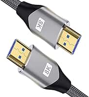 Cabo HDMI 2.1 8K 3m Ultra High Speed 48Gbps, 4K 240Hz HDR eARC Dolby Vision/Atmos, Nylon Trançado Reforçado, Conector Banhado a Ouro, Compatível com PS5, Xbox Series X, TV, Monitor e PC