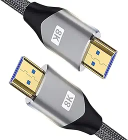 Cabo HDMI 2.1 8K 3m Ultra High Speed 48Gbps, 4K 240Hz HDR eARC Dolby Vision/Atmos, Nylon Trançado Reforçado, Conector Banhado a Ouro, Compatível com PS5, Xbox Series X, TV, Monitor e PC