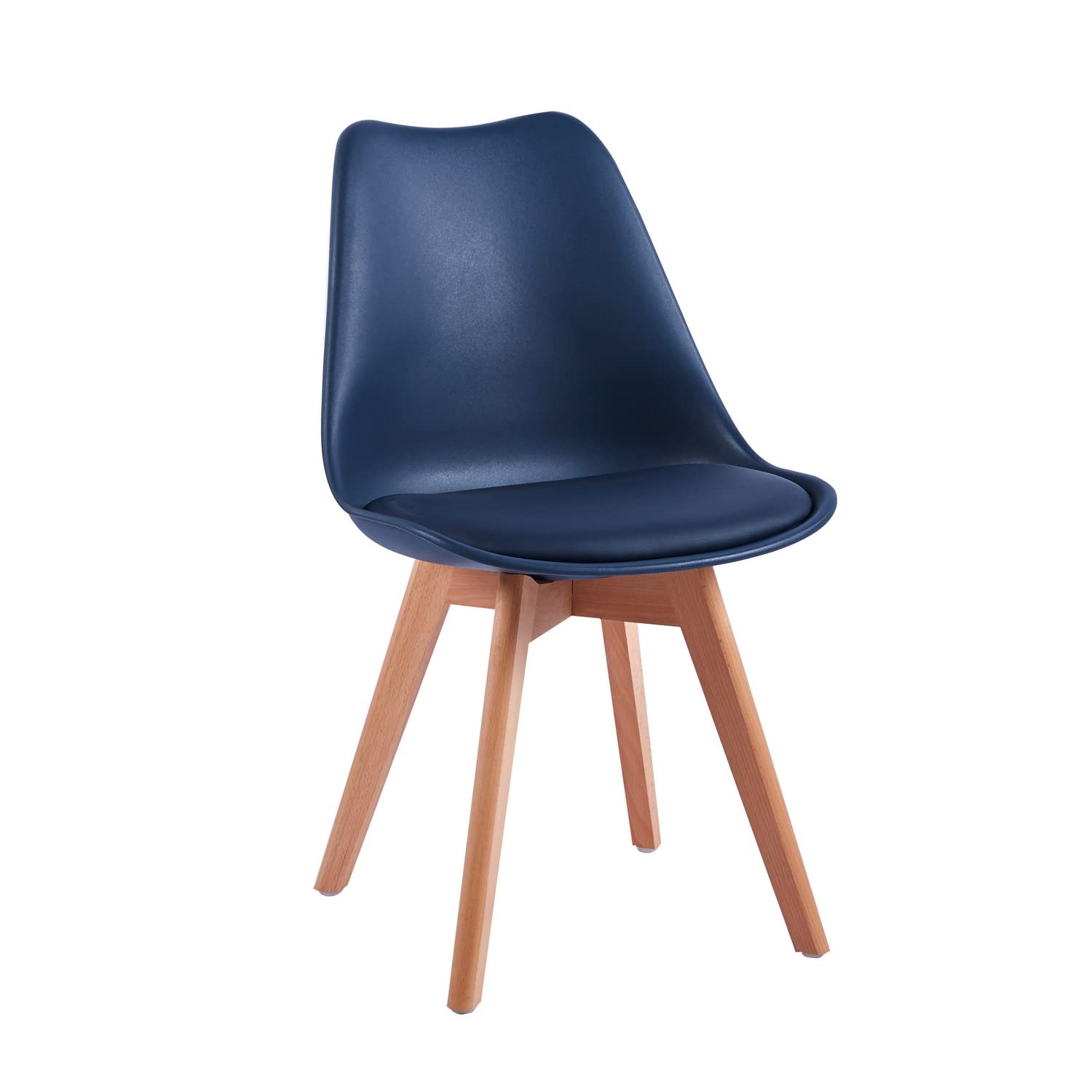 WeHome - Set 4 Sedie Candice, Sedie Sala Da Pranzo O Ufficio, Sedia Ergonomica, Seduta Imbottita Con Cuscino In Similpelle, Sedie Camera, Piedi In Legno Di Faggio, Arredamento Casa (Dark Blue)