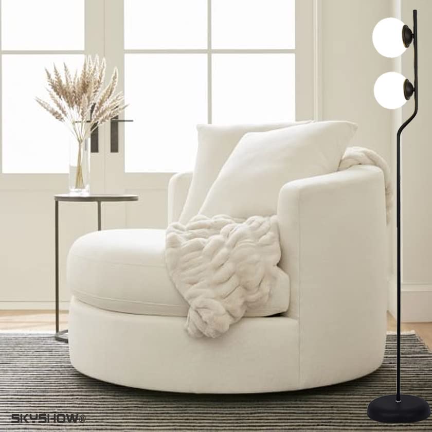 Luminária Coluna de Piso Globo de Vidro Skyshow® Abajur De Chão Dual Globe