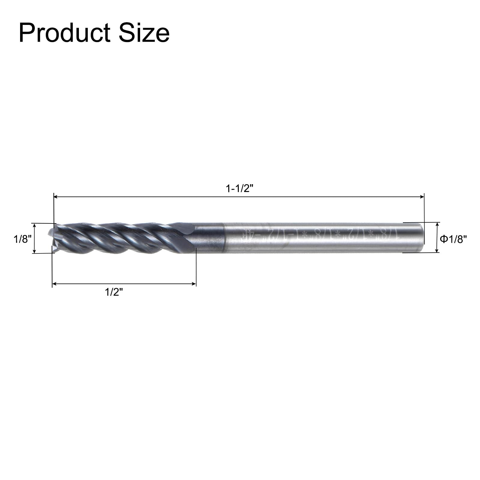 QUARKZMAN 5pz Fresa 1/8" x 1/2" 4 Scanalature Eliche Eliche Eliche in Acciaio al Tungsteno Dritto per Fresatura CNC per Alluminio Taglio Acciaio Lavorazione Metalli