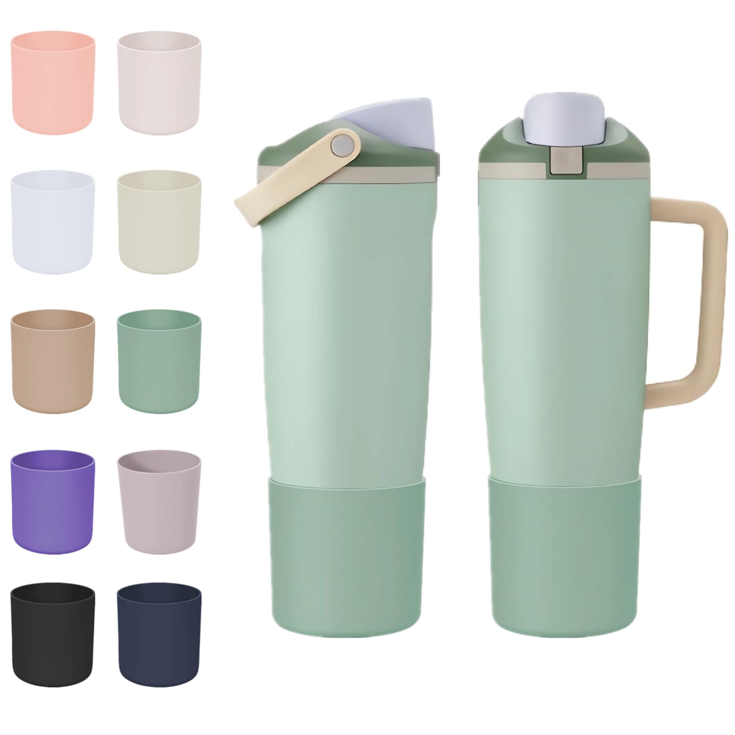 CHEMLLC Protective Silicone Boots for Owala 30oz & 40oz FreeSip Sway Bottles & Tumblers, Anti-Slip Protective Sleeve for Owala Water Bottle (Eucalyptus)
