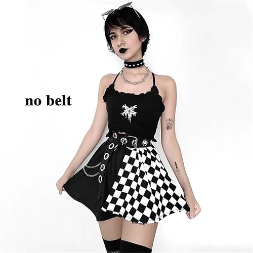 Miniatura 5 de Ruolai Minifalda plisada negra gótica con falda de tenis de cintura alta con cadena Negro