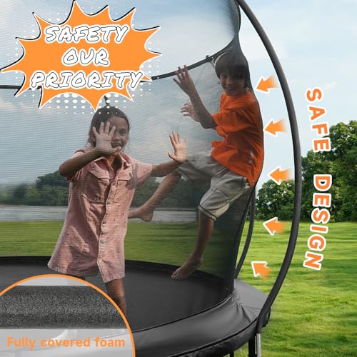 10FT 12FT 14FT 15FT 16FT Outdoor Trampoline with Enclosure Net, Heavy Duty Yard Trampolines, ASTM Approval Recreational Trampolines for Kids and Adults - Image 5