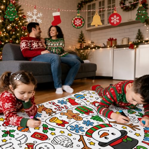 Image of OHOME Christmas Crafts for Kids - Xmas Giant Coloring Poster /Tablecloth