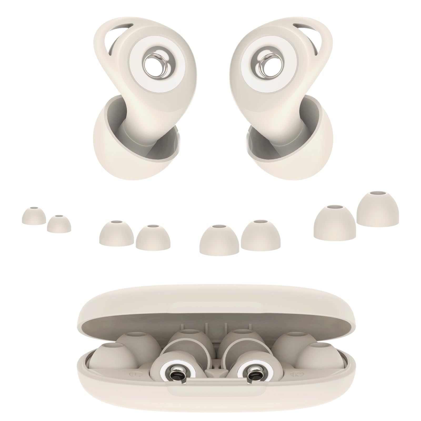 Tappi per le orecchie in silicone antirumore per dormire 32dB | lavabile, riutilizzabile, 4 taglie XS/S/M/L, custodia inclusa, per dormire, russamento, viaggio, concerto, Bianco neve