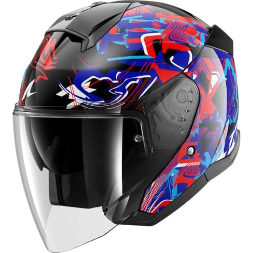 Shark, Casco Moto Jet Skwal Jet Pranz Black Blue Red Kbr, L