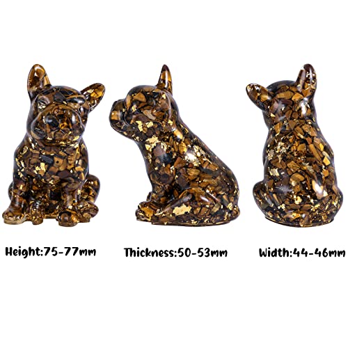 mookaitedecor 3 Inch Tiger’s Eye Crystals French Bulldog Dog Statue Ornament, Semi Precious Stone Dog Lover Gift - Image 2