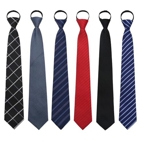 Image of Mens Ties Zipper Ties for Men, Pre Tied Mens Tie 4 Pack Adjustable Mens Neckties for Business Wedding Party