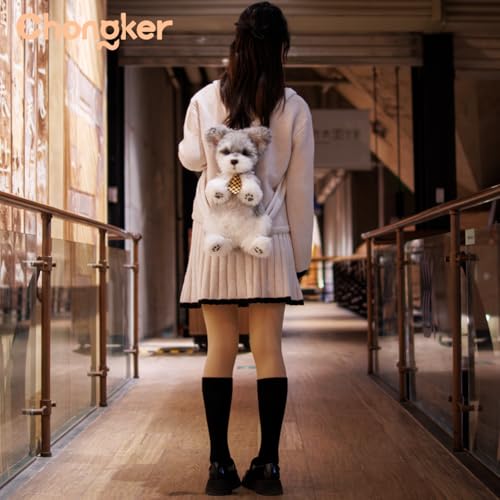 Image of Chongker Dog Shaped Backpack, Handmade Realistic Stuffed Animals Backpack, Cute Dog Plush Bag