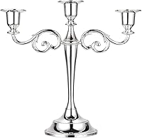 Vista 8 de OwnMy Candelabro de 3 Brazos de Metal Portavelas Plateado Europeo Elegante Portavelas para Boda, Mesa de Comedor, Navidad, Fiesta, Decoración