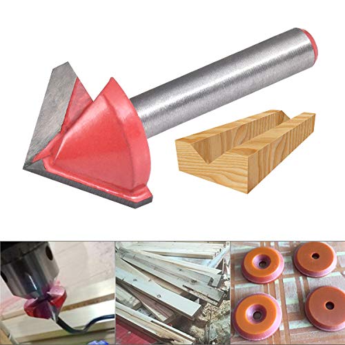 KATUR V Nutfräser, Hartmetallbestückt V-Form Fräser für CNC Gravur, Schaftfräser Holzbearbeitungswerkzeug mit 6mm Schaft (6mm Schaft, 22mm Breite, 90 Grad)