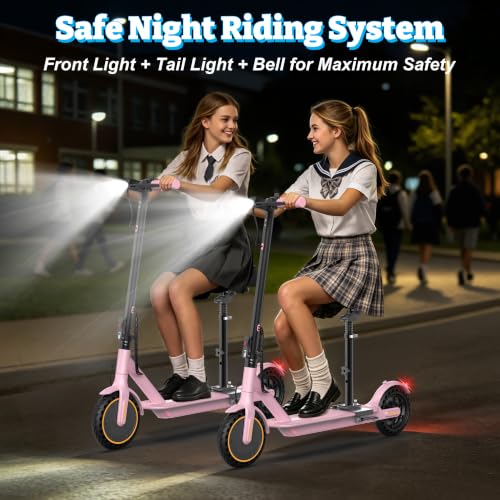 Image of Electric Scooter, Folding E Scooter for Adults with Seat, 350W Motor, 8.5 inch Solid Tires, Cruise Control, 19MPH, 21Mile Range Portable Teens Commuter Escooter, Dual Brake