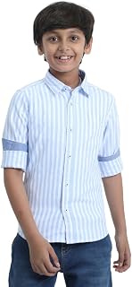 Rocket Science Boy's Regular-Fit Casual Cotton Oford Striped Shirt. Price In India