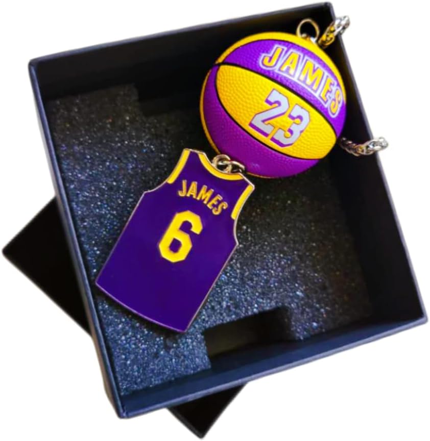 Car Rear View Mirror Accessories Basketball Hanging Decorations James Basketball Jersey Pendant Basketball Gifts for Men Cute Car Interior Accessories (Purple) image 2