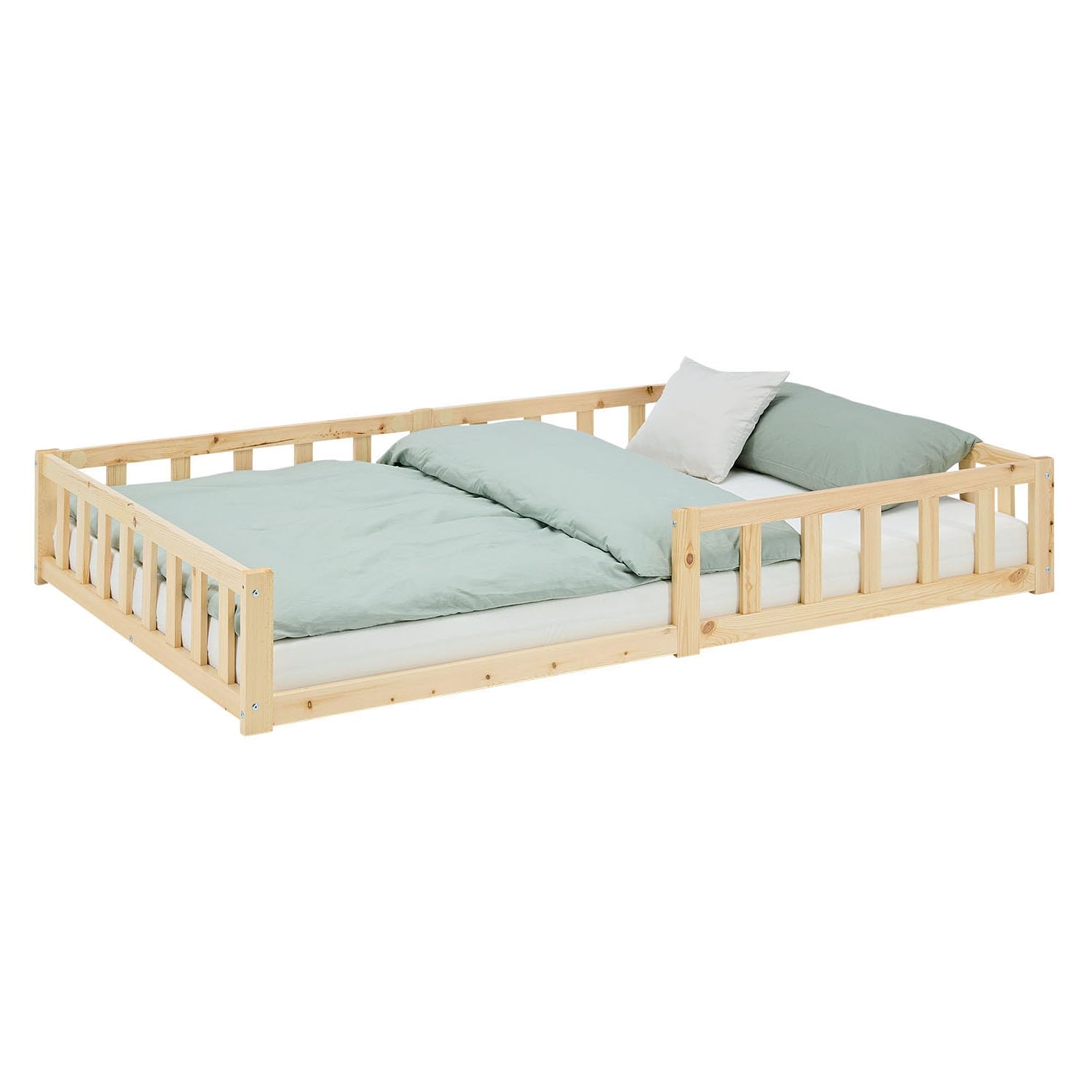 Homestyle4u 2522, kinderbed 90 x 200 cm met lattenbodem en bedkast, huisbed, valbeveiliging, hout, wit grenen