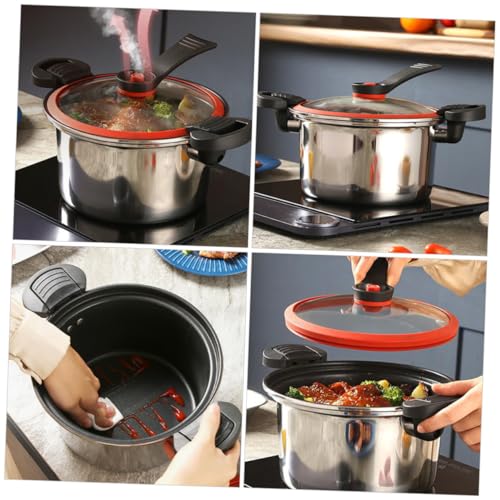 PRETYZOOM Pentola Pressione Micro Pressure Cooker Antiaderente Con Doppio Manico Ergonomico Adatta Induzione Per Zuppe e Stufati Veloci Riscaldamento Uniforme e Tenuta Ottimale - immagine 4