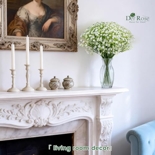 Der Rose 24PCS White Babys Breath Artificial Flowers,11'' Elegant Faux Baby Breath Flowers for Wedding Home Decor, Table Centerpieces & DIY Fake Flowers image 8