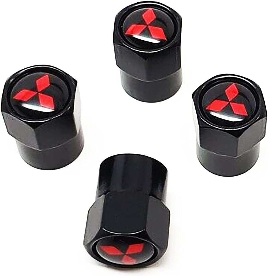 Black Wheel Valve Dust Caps. Outlander PHEV Eclipse ASX Shogun Pajero Mirage Lancer Galant G-Wagon