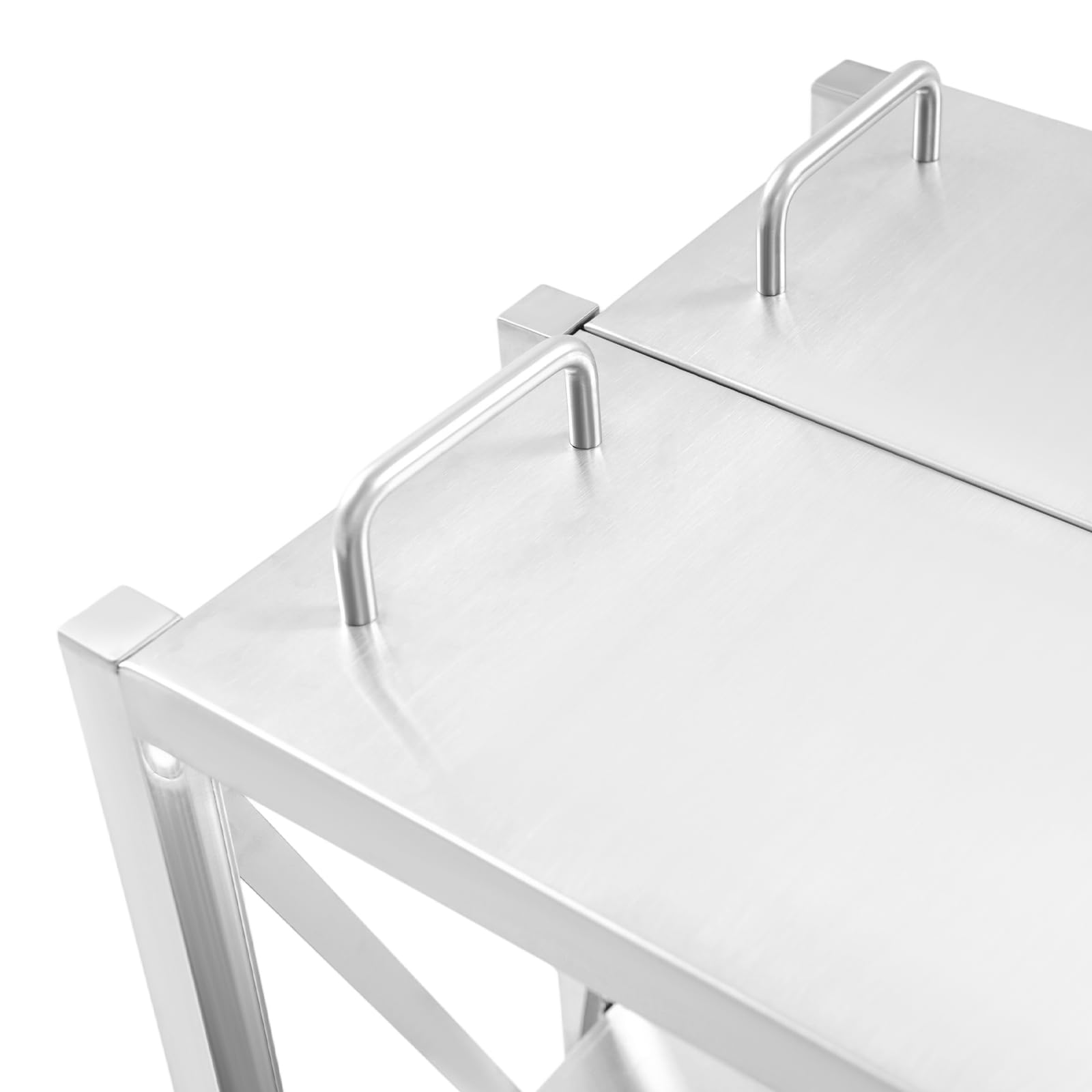Carro de servicio de acero inoxidable 3 niveles, carro de cocina plegable con ruedas y frenos, capacidad 100 kg, para cocina, restaurante, hotel