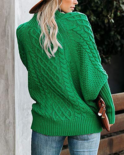 Saodimallsu Suéter feminino grande grosso solto morcego manga longa despojado tricô pulôver pulôver