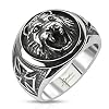 Spikes Lion Head w/Celtic Cross Cast Ring Stainless Steel