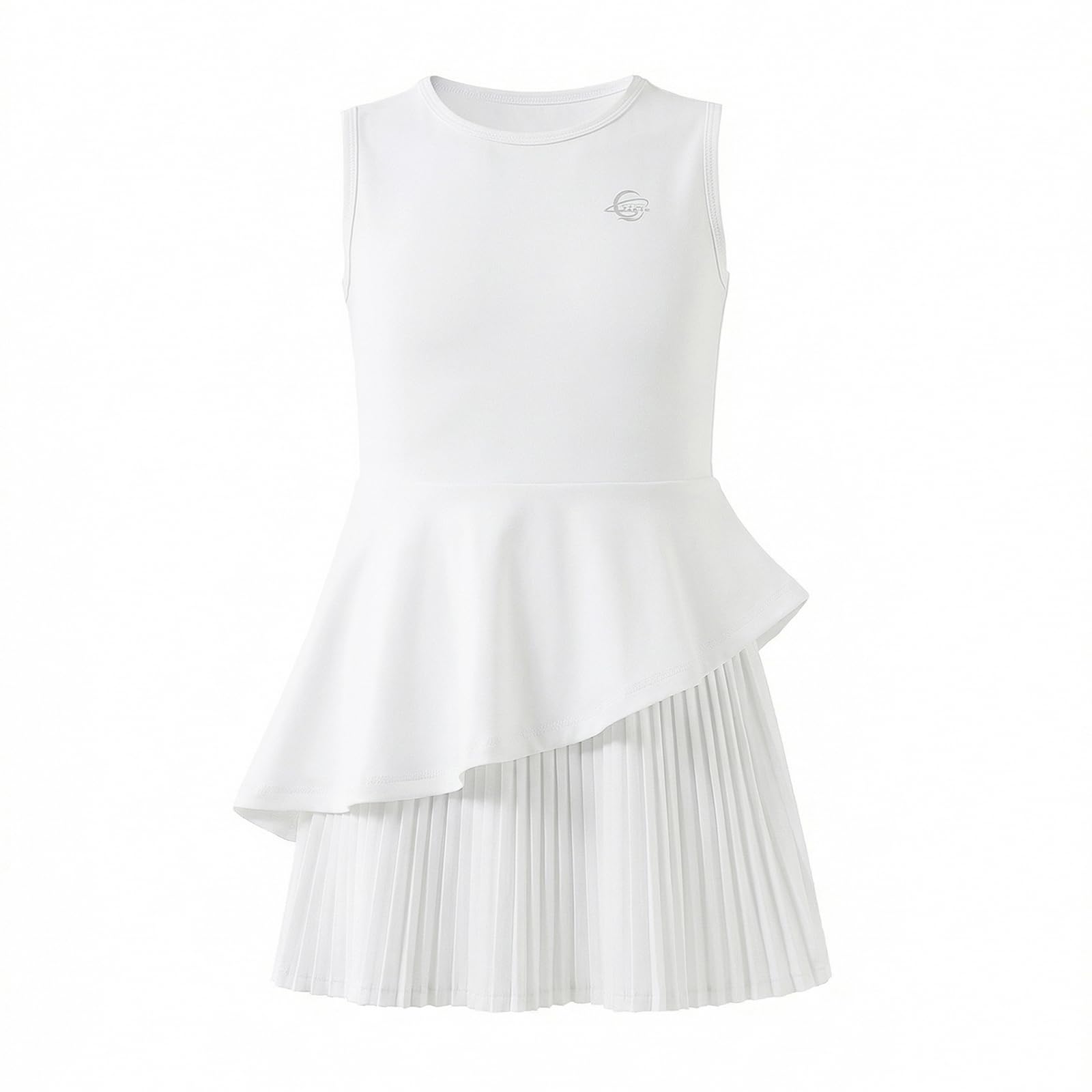 Girls Athletic Dress Set, Sleeveless Tennis Dress with Shorts