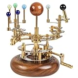 Brass Orrery Solar System Model Functional Planetarium with Wooden Base Full 7-Planet Gear Mechanism Steampunk Decor, Educational Gift, Astronomy Collectible