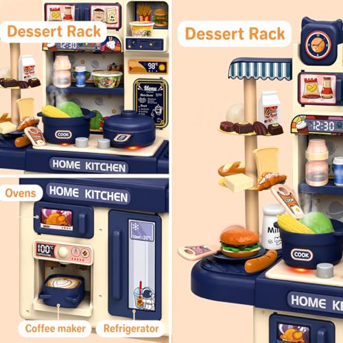 Image of Kids Kitchen Playset with Realistic Steam & Lights | 39 PCS Pretend Play Cooking Set with Sink, Stove, Oven, Fridge & Accessories | Mini Kitchen Toy Set for Girls Age 3+ Year
