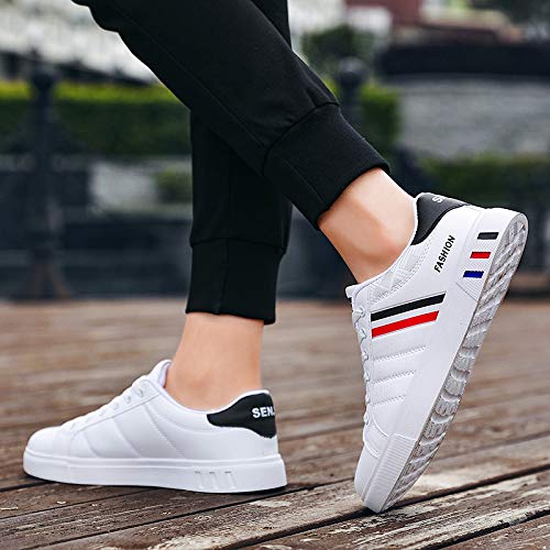 Comfortable Breathable Men's Lace-up Sneakers, Striped Design Skateboard Shoes with Good Traction4