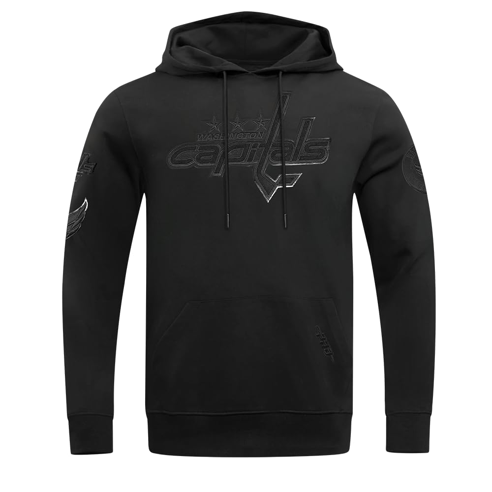 Pro Standard Mens NHL Classic Triple Black Cotton Double Knit Pull Over Hoodie