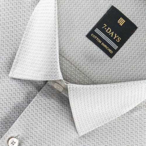 Image of 7-DAYS Premium Men's Formal Shirts - Cotton Rich, Textured Self-Design, Full Sleeve, Regular Fit, Wrinkle Resistant, with Pocket - Perfect for Office