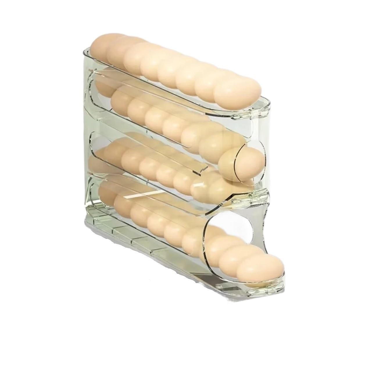 YCENJEPSAZ Transparent Egg Storage Box Large Capacity Refrigerator Side Door 4-layer Ladder Egg Box Space-saving Egg Holder Rack Kitchen(Transparent Green)