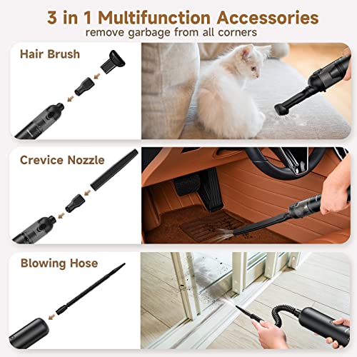Chuboor Handheld Vacuum, 16,000 Pa Brushless Hand Held Vacuum Cleaners, Cordless Rechargeable Car Vacuum, Portable Mini Vacuum Cleaner For Car Home, Ultra Light Dust Busters For Pet Hair(P03-Black) #TOP3