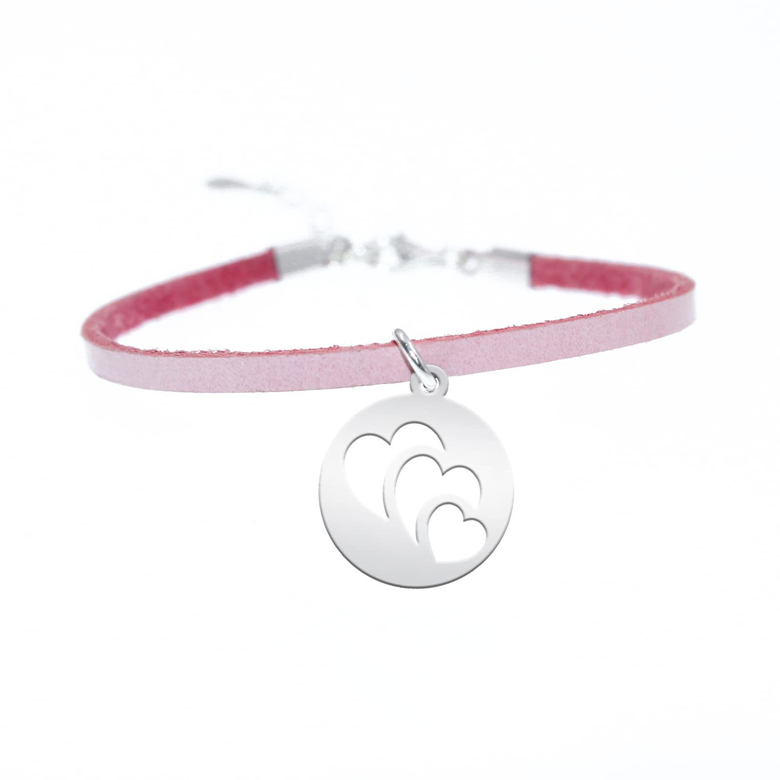 Pulseras de 3 Generaciones con Medalla Corazón Plata de Ley - Regalo Original para Abuela Madre Hija Nieta Mujeres Niñas - Juego de Pulseras Promesa Familia Amistad