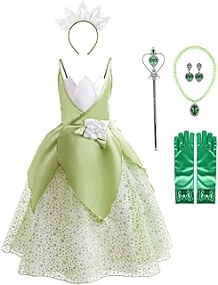 Dressy Daisy Little Girls Frog Princess Fancy Dress Up Birthday Party Halloween Costume with Accessories Size 8-10, Green