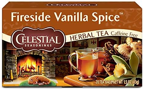 Celestial Seasonings Herbal Tea, Fireside Vanilla Spice, Caffeine Free, 20 Tea Bags (Pack Of 6)