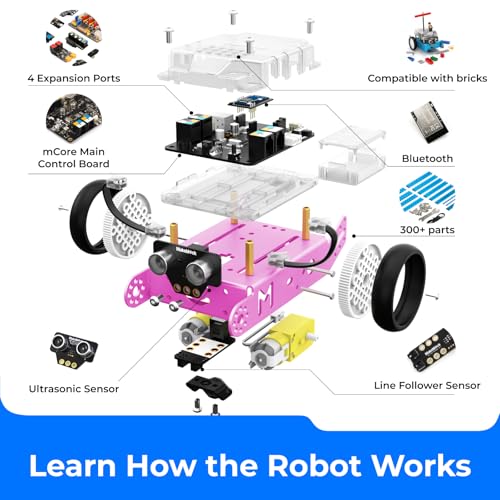 Makeblock DIY mBot 1.1 Bluetooth Version - STEM Education - Arduino - Scratch 2.0 - Programmable Robot Kit for Kids to Learn Coding & Robotics (Pink)