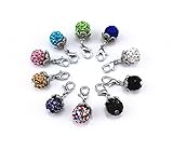yueton 10pcs Bling Rhinestone Polymer Clay Dangle Charms Pendant with Lobster Clasp Jewelry Making Accessory Fit Floating Locket Charms Necklaces