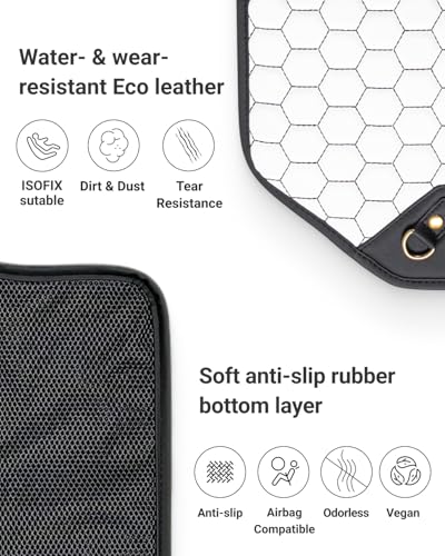 Image of Owleys Set Seat Back Organizer & Car Seat Protector Hexy Waterproof & Non-Slip Protector for Child Car Cushion for Leather and Fabric Seats (White 2 pcs)