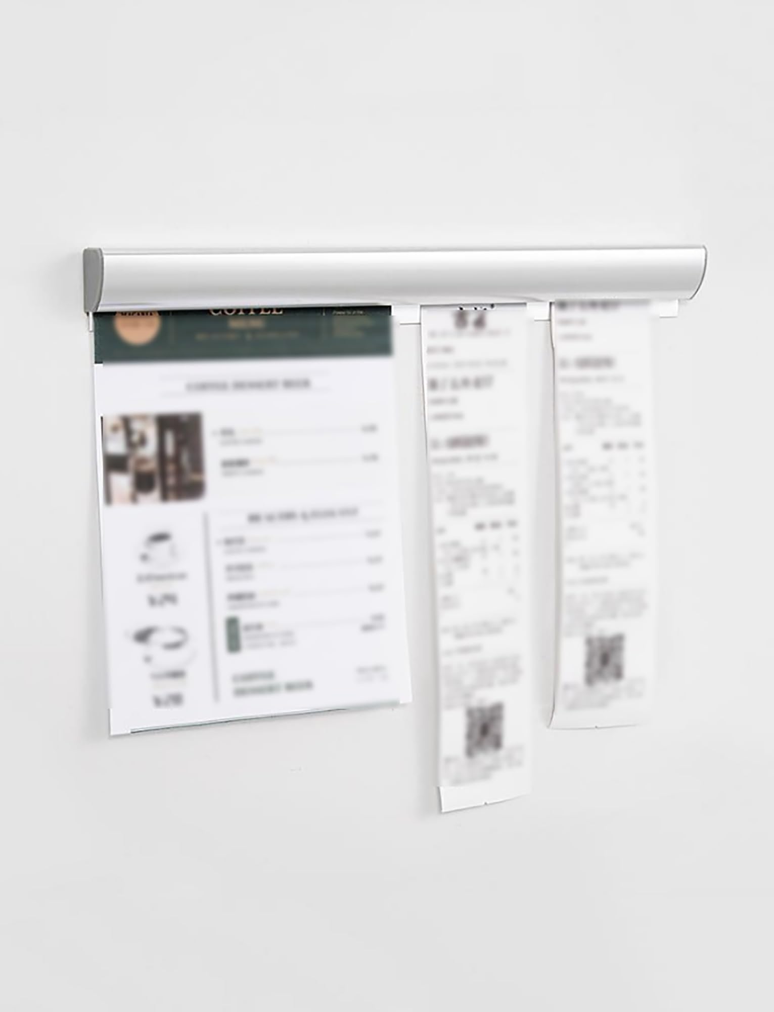 Genérico Porta Billetes Autoadhesivo sin Taladro for facturas y Pedidos de restaurantes. Expositor de Billetes de aleación de Aluminio, for for cocinas, cafeterías y Bares.(1100mmx35mmx25mm)