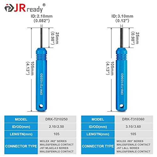 Jrready St5229 Tube Type Pin Extractor Tool Set For Amp .062" /Molex .062" & .093” Pin And Socket Connectors, Male/Female Terminal Removal Tool Kits, 2Pcs #TOP3